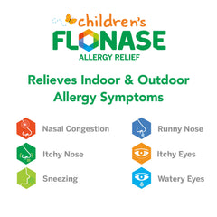 Flonase Children’s nasal spray application angle demonstrates easy use
