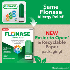 Flonase nasal spray for adults 12+ dosing directions shown.