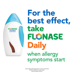 Flonase Sensimist pollen and mold scene emphasizes year-round indoor and outdoor coverage.