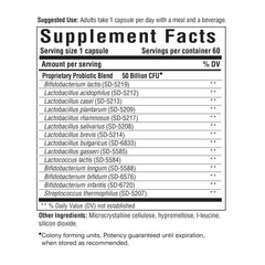 Close-up of 50 Billion CFU and 14 strains on Flora 50-14 label