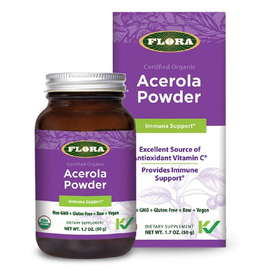 Front view of Flora Acerola Powder bottle