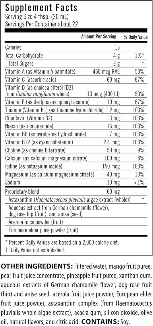 Liquid multivitamin from Flora Daily Multi Essentials+ being dispensed