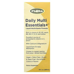 Flora Health branding on Flora Daily Multi Essentials+ product packaging