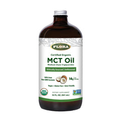 Flora MCT Oil certified organic 32 oz glass bottle