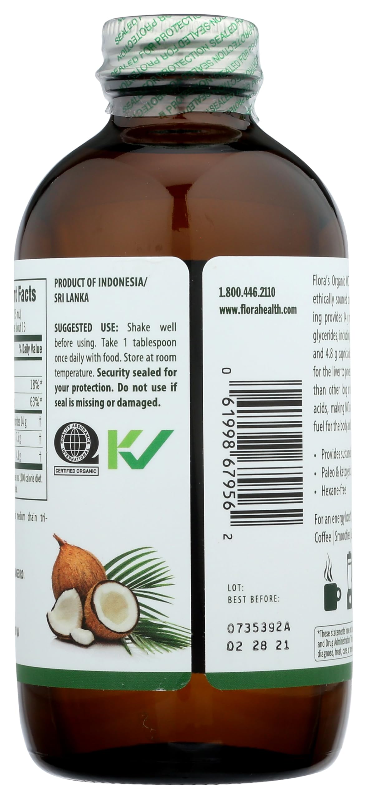 Cold-fractionated, solvent-free extraction process for Flora MCT Oil
