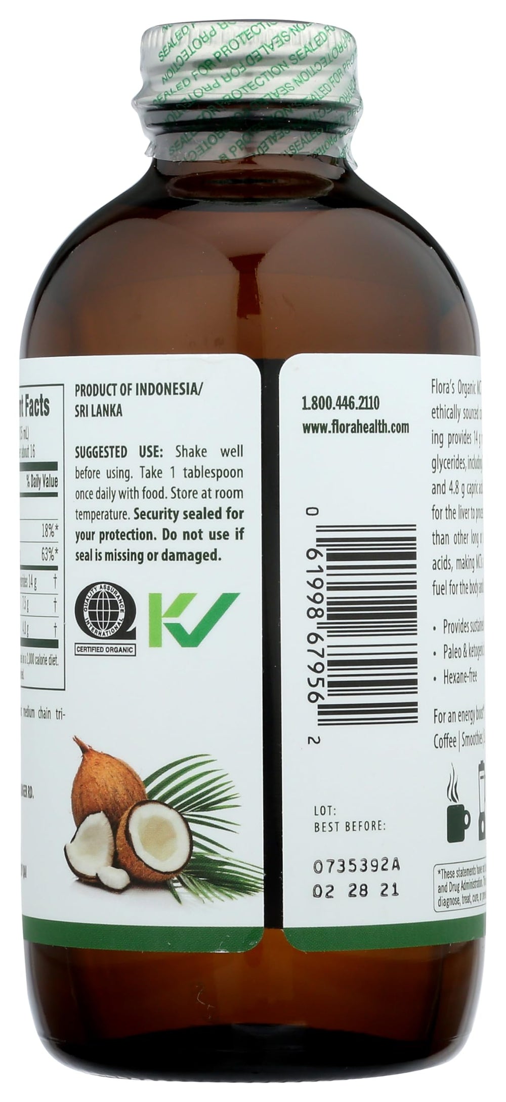 Cold-fractionated, solvent-free extraction process for Flora MCT Oil