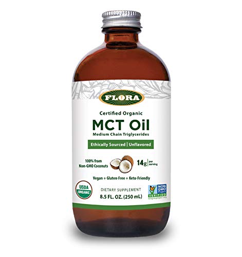 Eco-friendly packaging: Flora MCT Oil in a glass bottle