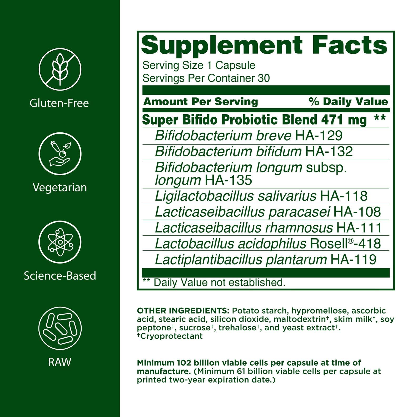 Flora probiotic capsules with eight strains for digestive harmony