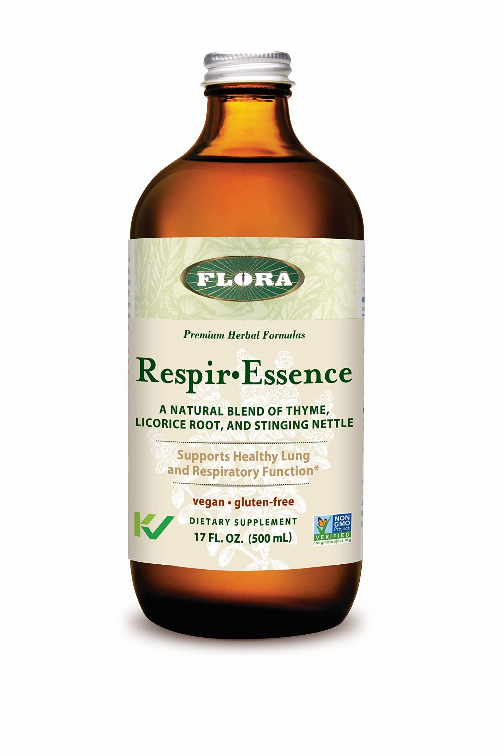 Flora Respir-Essence 17 oz glass bottle on white background