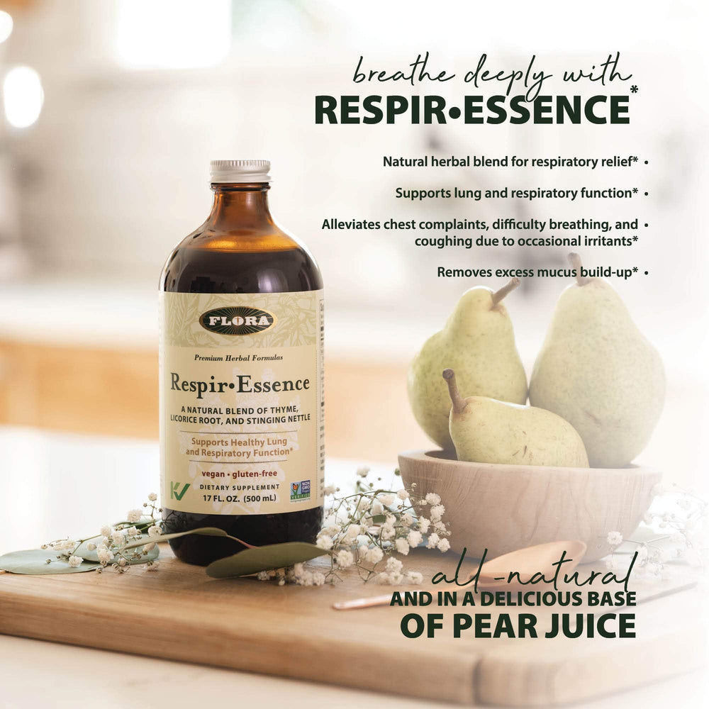 Resp-Essence bottle with vegan, non-GMO, gluten-free and kosher labeling