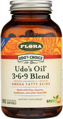 Flora Udo's Oil 3-6-9 blend bottle on white background