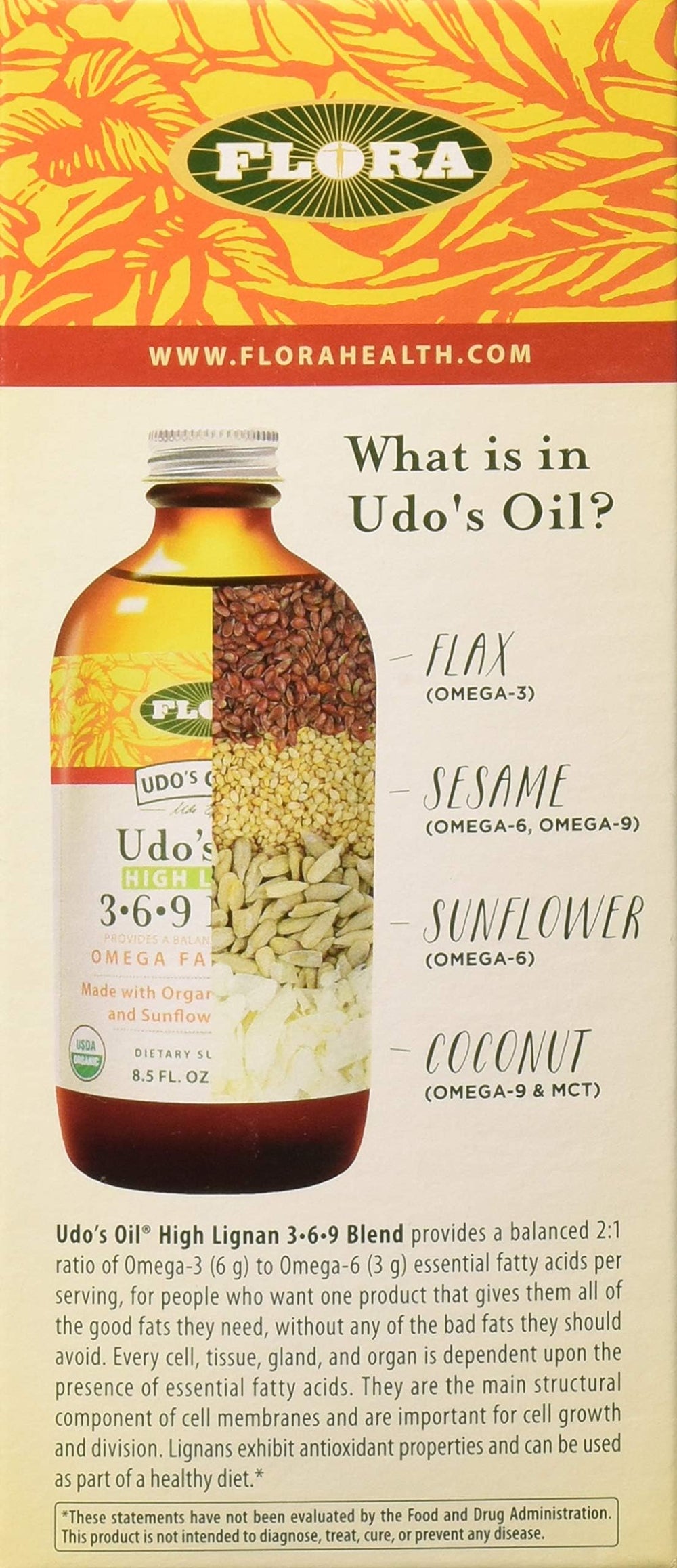 Flora Udo's Oil Omega 3-6-9 High Lignan ingredients