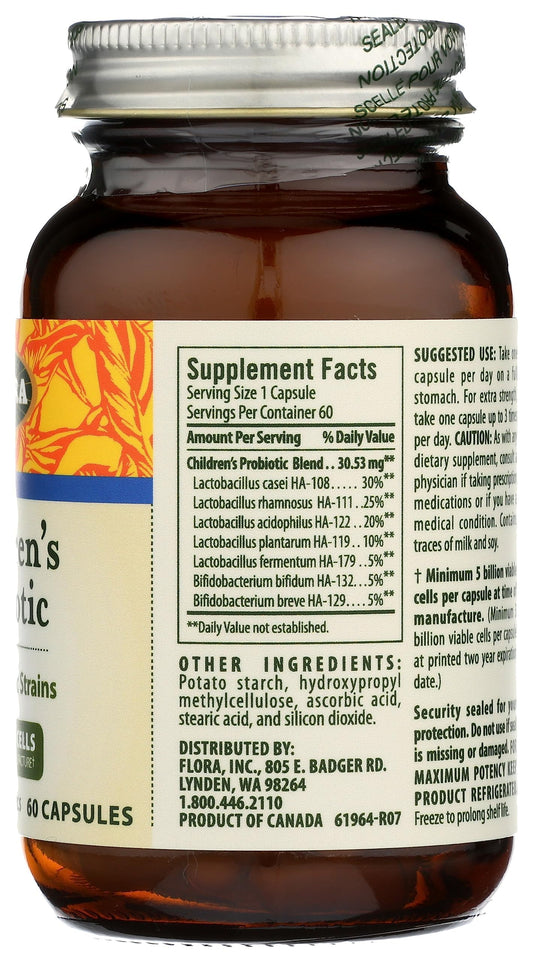 Graphic showing seven child-friendly probiotic strains