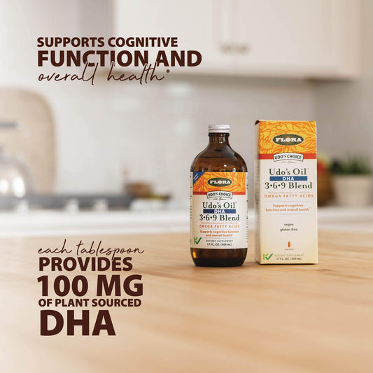 Label showing Flora Udo's Oil DHA 3-6-9 Blend