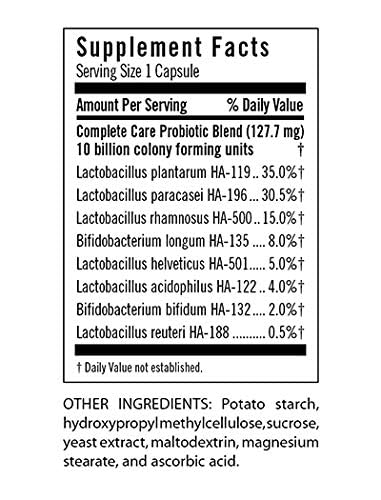 Blister pack containing Flora Complete Care Probiotic capsules