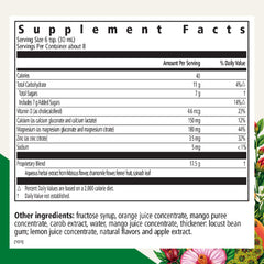Close-up of Floradix ingredients showing calcium, magnesium, vitamin D and zinc.