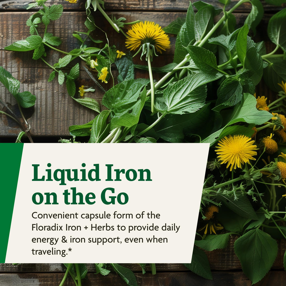 Floradix ingredients image highlighting botanical blend and herb extracts.