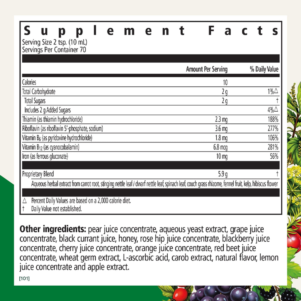 Vitamin C and B complex icons on packaging