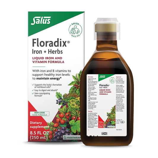 Floradix Iron & Herbs liquid bottle 8.5 fl oz