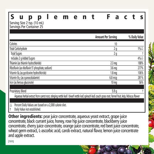 Close-up of Floradix ingredient list