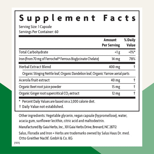 Dispensed Floradix Iron + Herbs phyto-caps