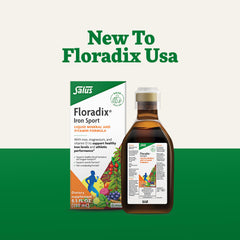 8.5 fl oz Floradix Iron Sport bottle on a kitchen counter