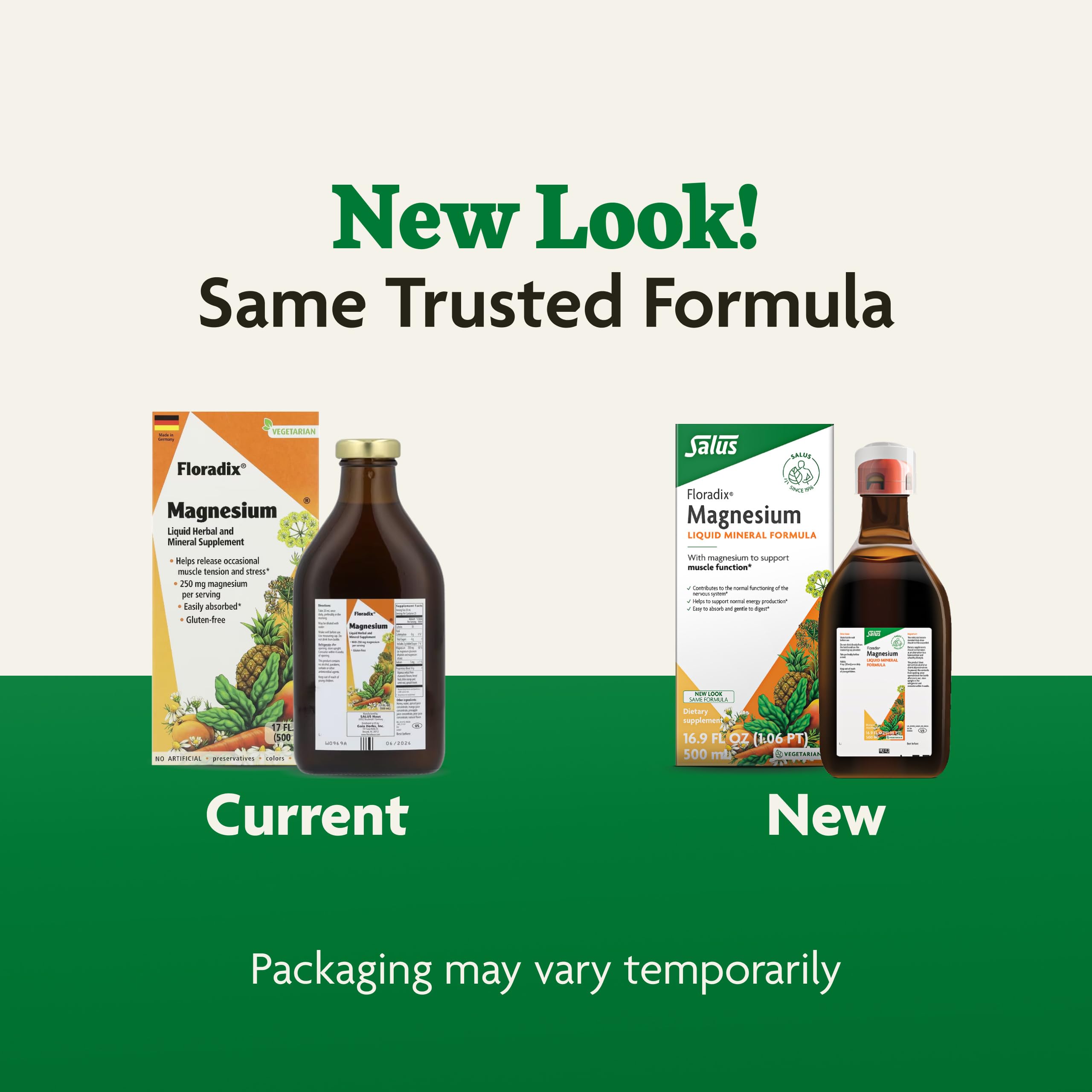 16.9 fl oz bottle of Floradix Magnesium on a neutral background