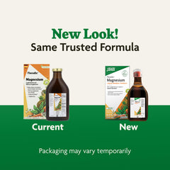 16.9 fl oz bottle of Floradix Magnesium on a neutral background