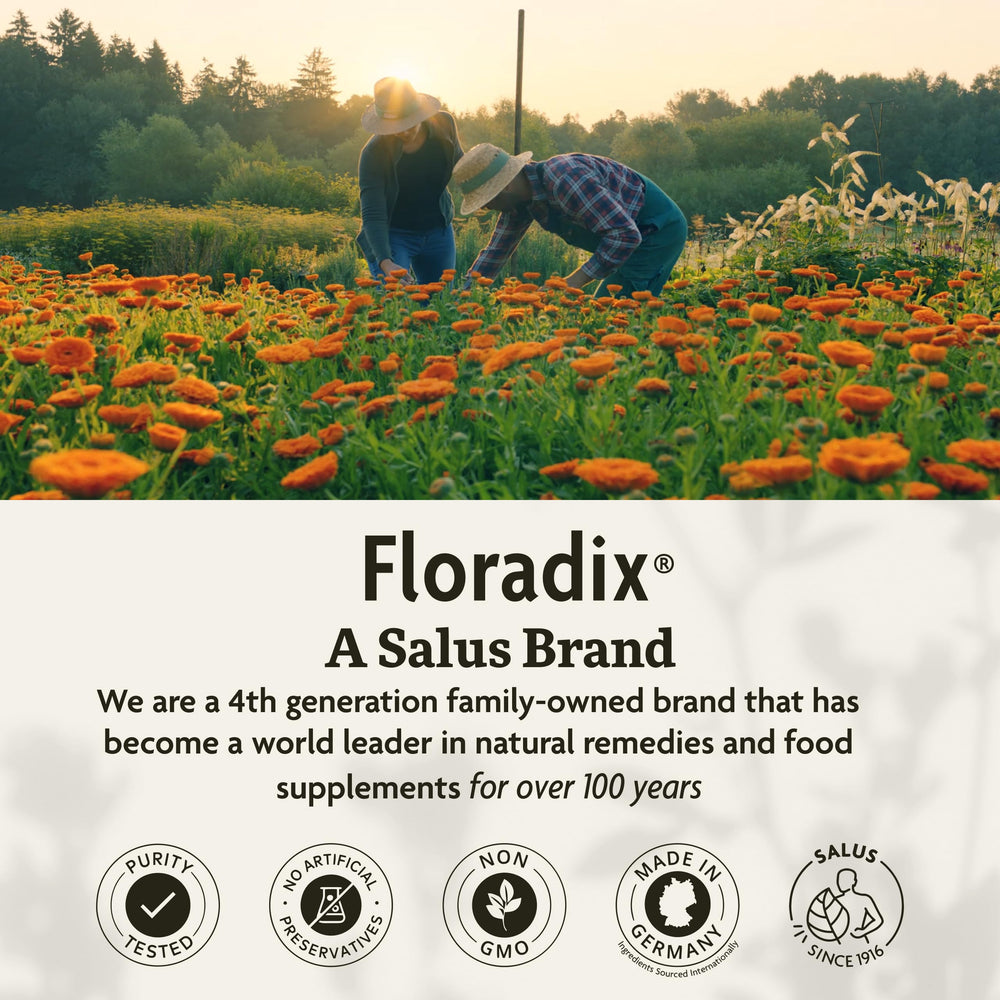 Vegetarian and gluten-free indicators on Floradix Magnesium packaging