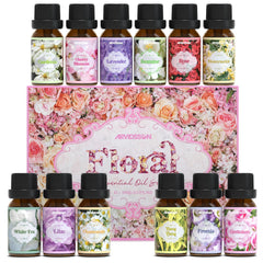 ARVIDSSON Floral Essential Oils Set bottles displayed with floral accents