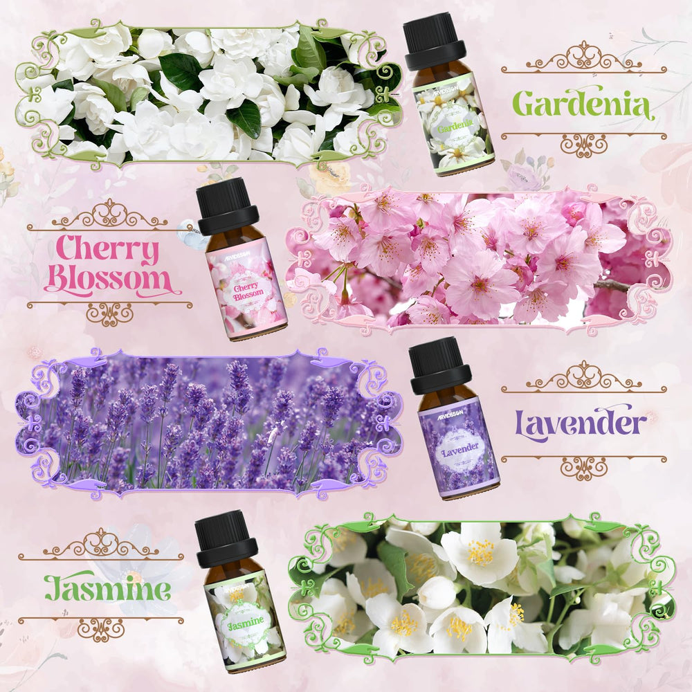 Jasmine essential oil bottle with white jasmine flowers