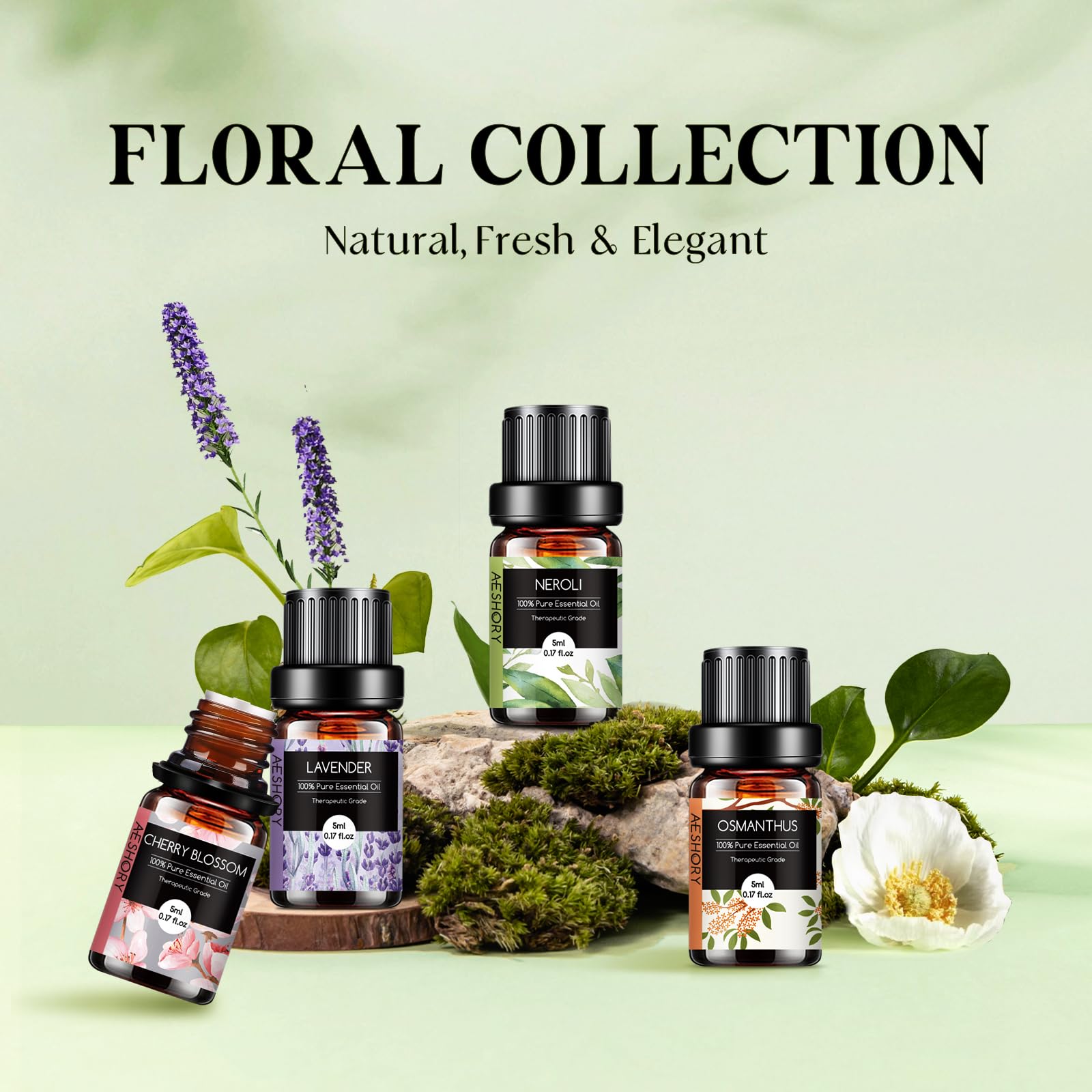 Diffuser with floral essential oils for aromatherapy