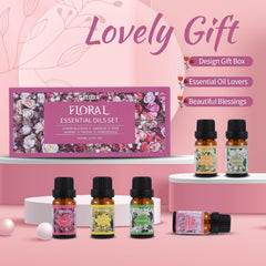 AVEOIRA Floral Fragrance Oils Set – 6x10ml bottle display and packaging