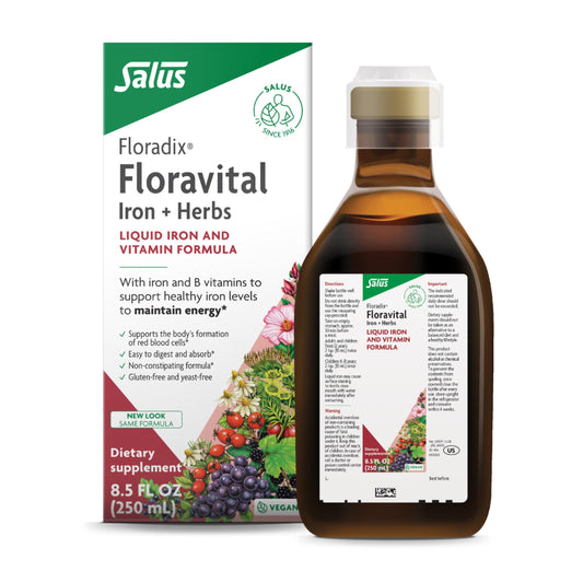 Floravital liquid iron bottle front label