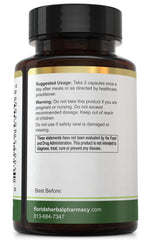 Close-up of Papaya Leaf Extract Capsule showing 10:1 potency (500 mg)