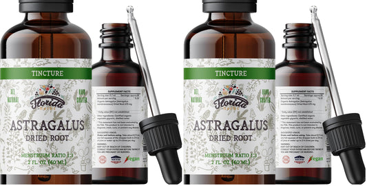 Florida Herbs Astragalus Tincture bottle label - Organic, 700 mg per serving, 2 oz (60 ml)