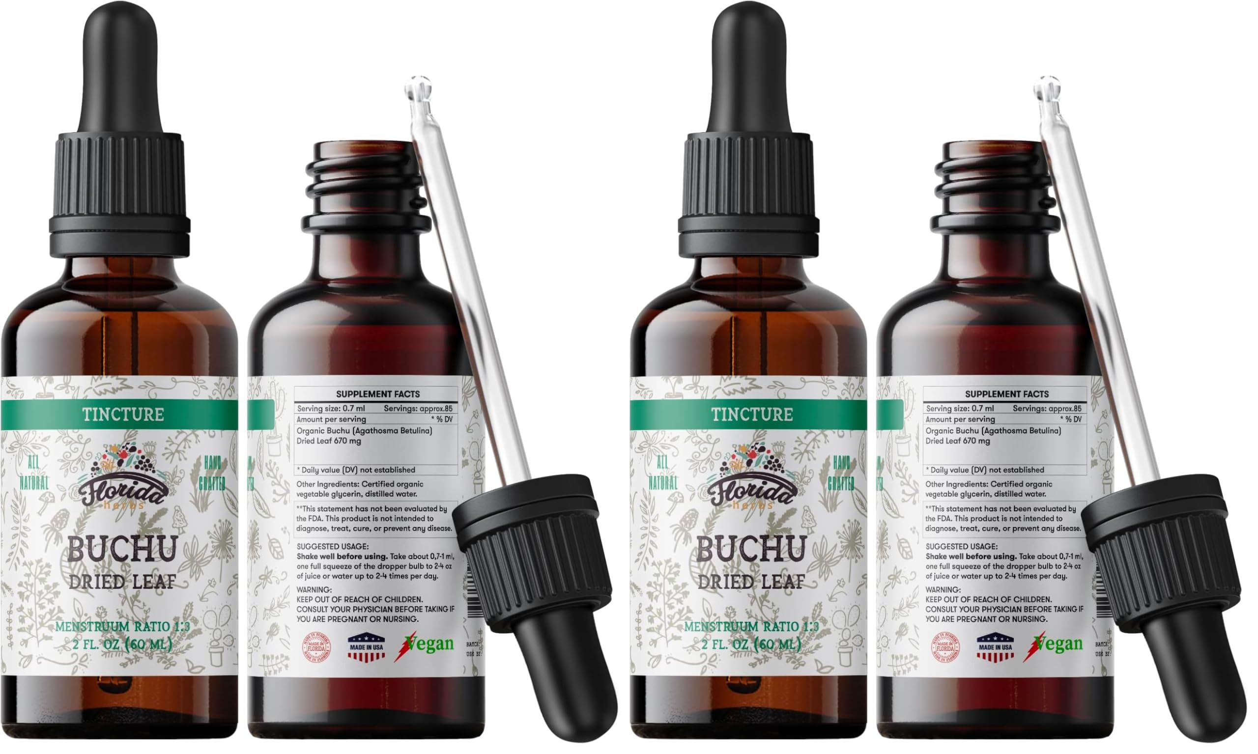 Florida Herbs Buchu Tincture bottle front view