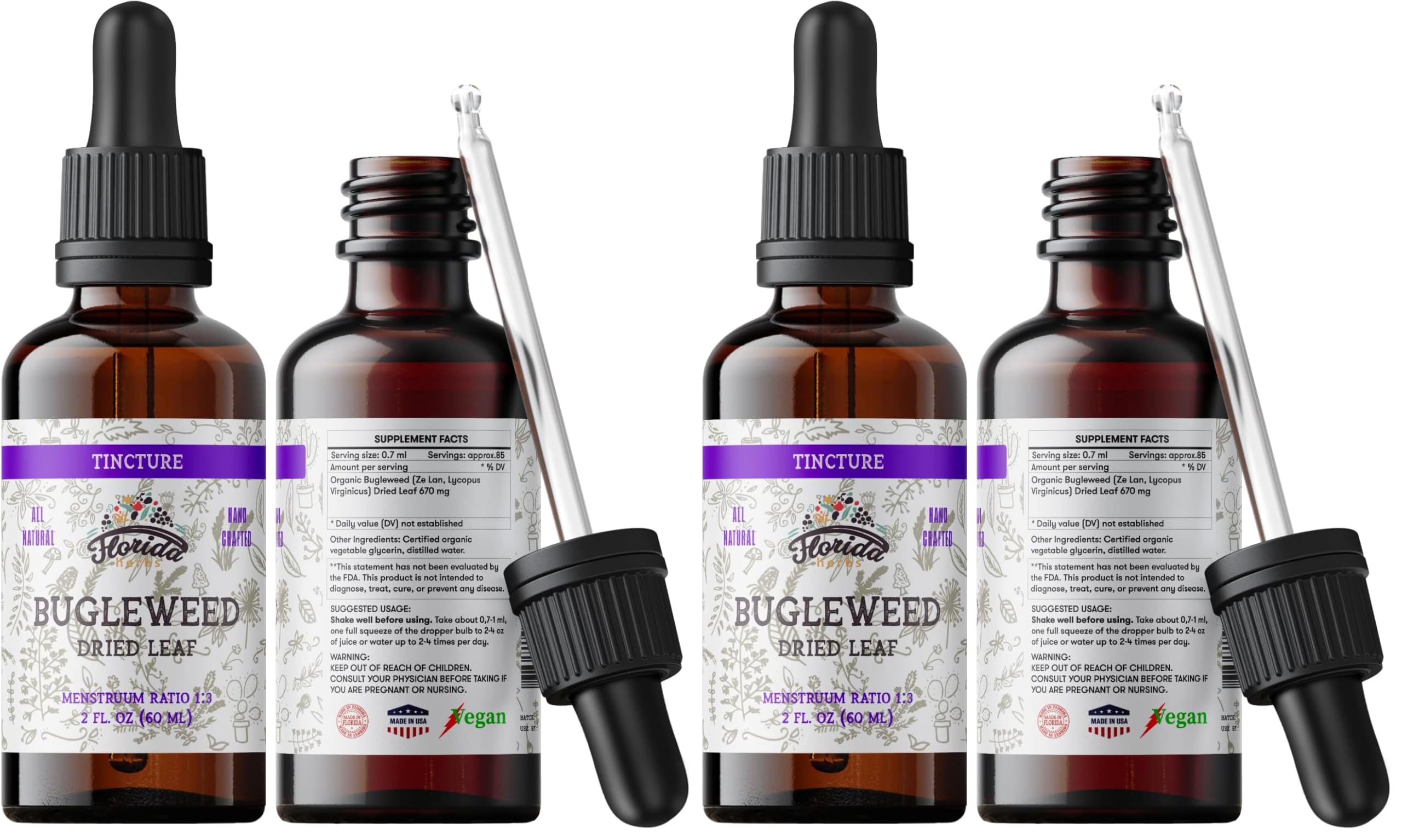 Florida Herbs Bugleweed Tincture bottle - front view