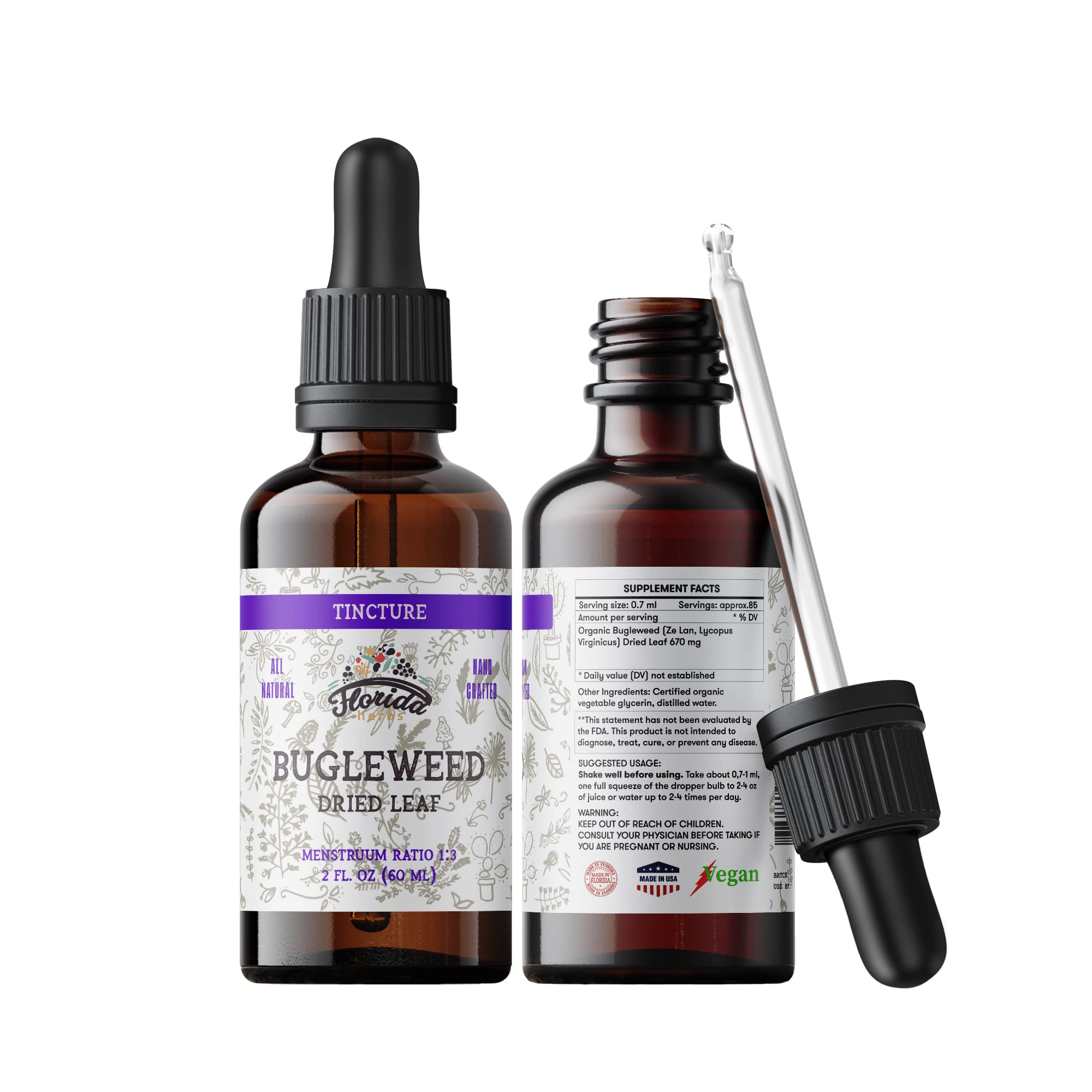Florida Herbs Bugleweed tincture bottle, 2 oz (60 ml)