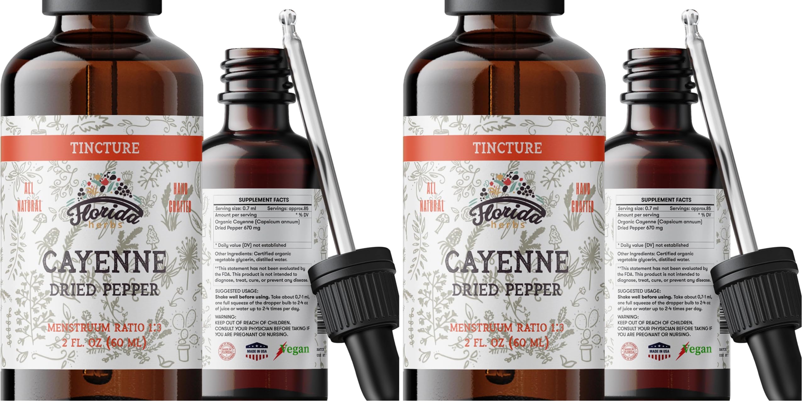 Florida Herbs Cayenne tincture bottle front view