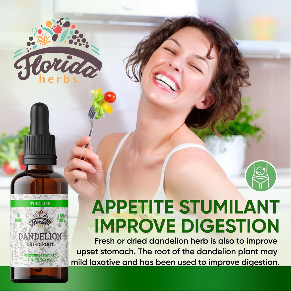 Florida Herbs Dandelion Root Tincture bottles back label