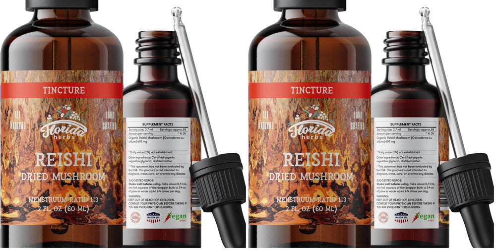 Florida Herbs Reishi Tincture bottle with packaging
