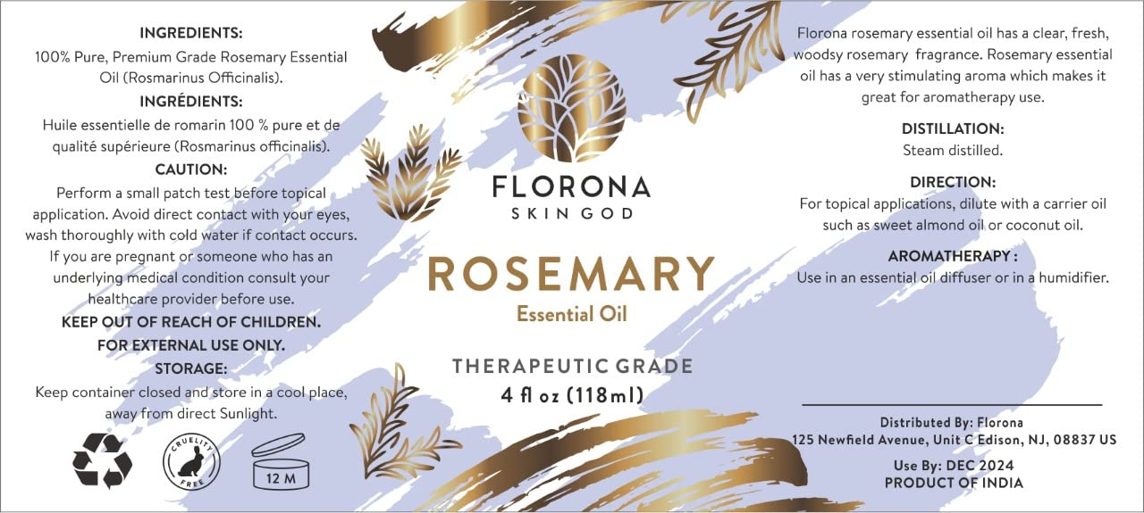 Florona Rosemary Oil topical-use close up showing carrier oil blending for skin care