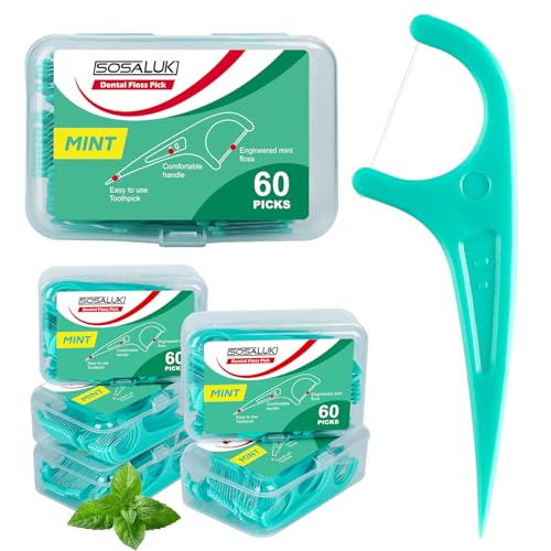 Mint floss picks in a 300-count package with five travel cases