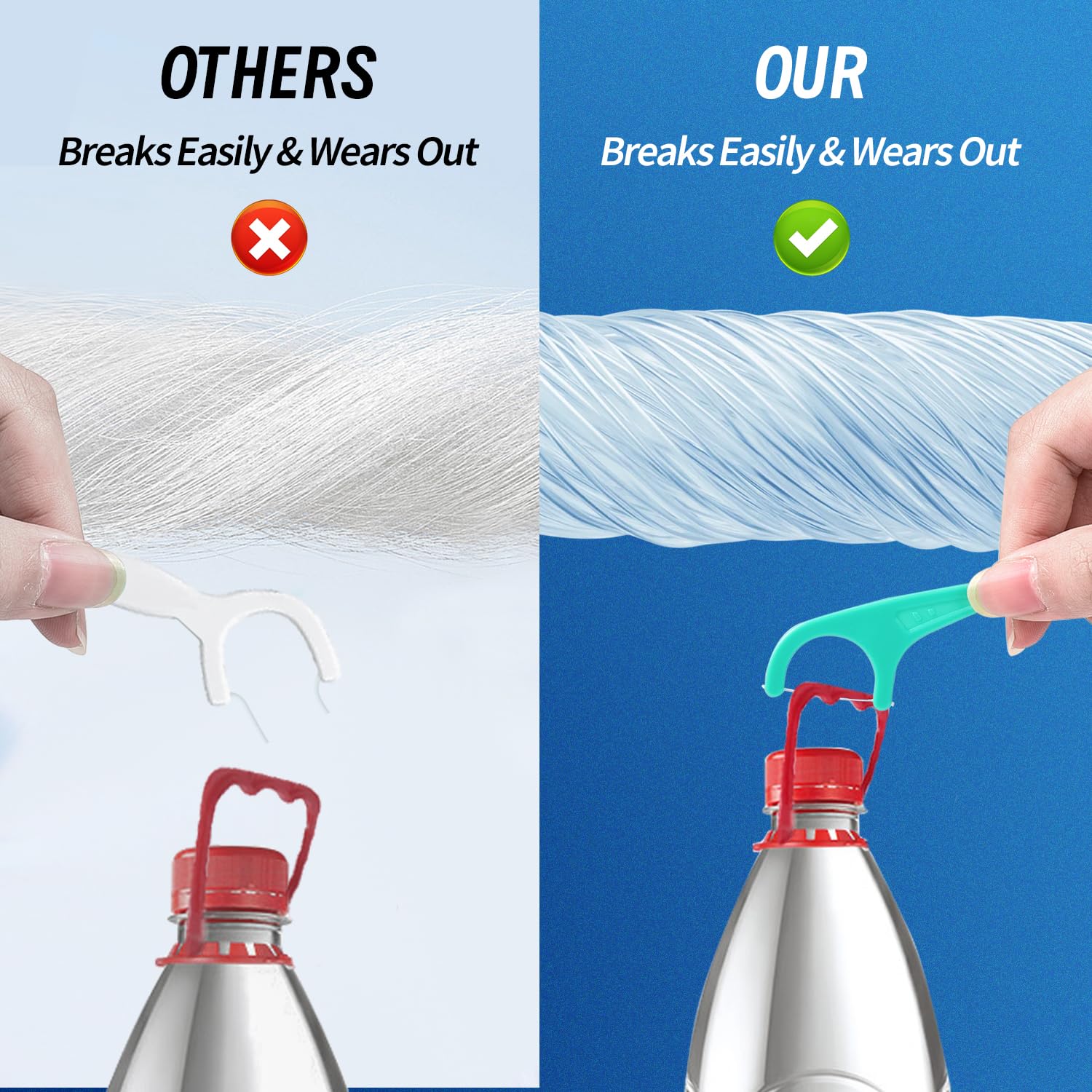 Ergonomic floss pick handle made from high-density HIPS