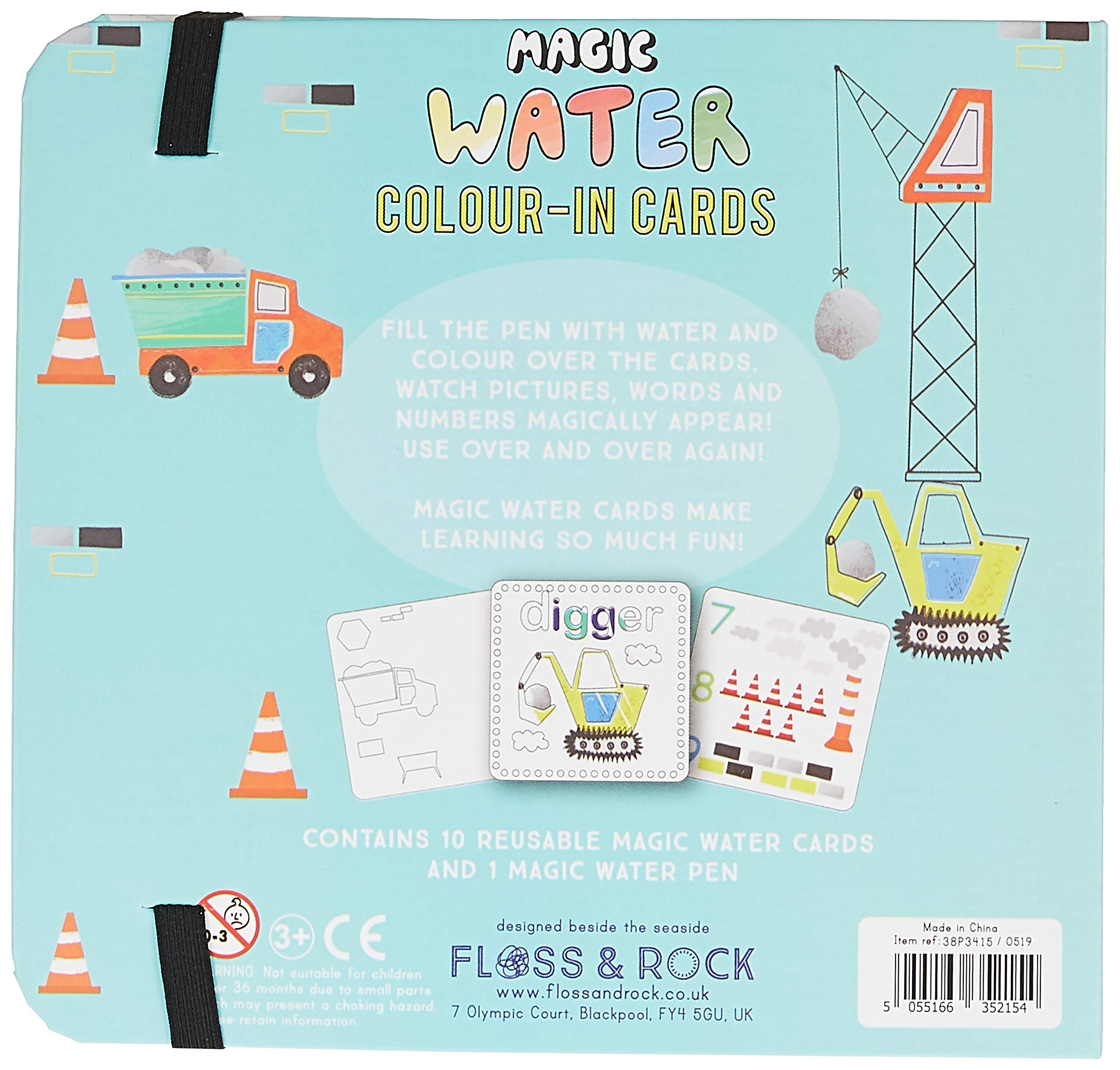 Child coloring with water-filled pen on construction designs