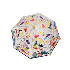 Floss & Rock Deep Sea Colour-Changing Kids Umbrella - front view, transparent design
