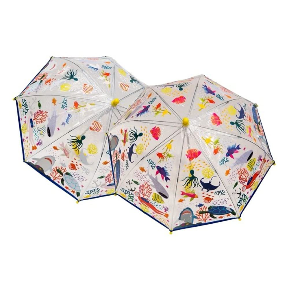 Floss & Rock Deep Sea Colour-Changing Kids Umbrella - colour-changing effect when opened
