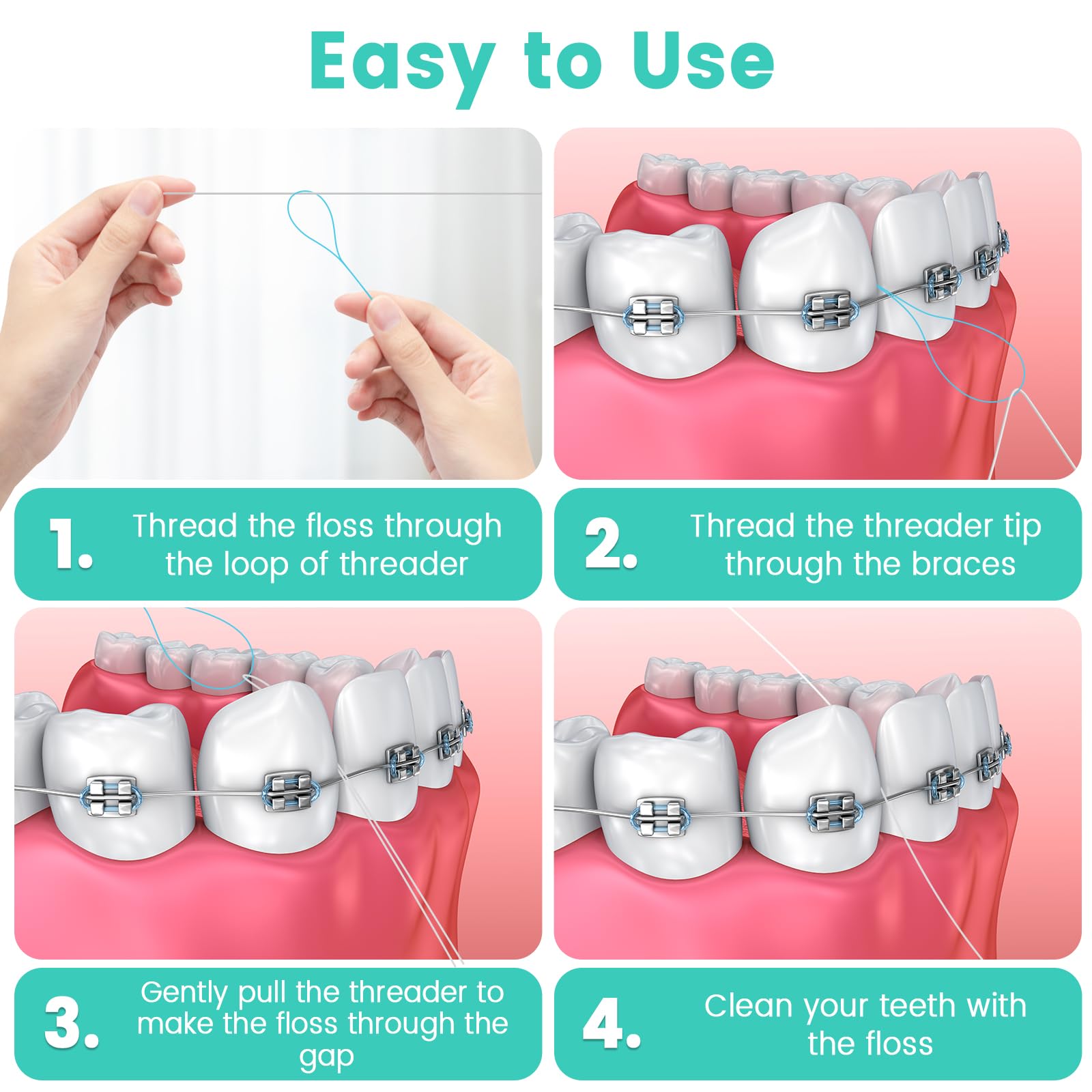 Threader used for dental bridges and implants
