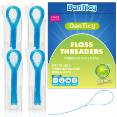 Nylon floss threader with flexible tip for braces and implants